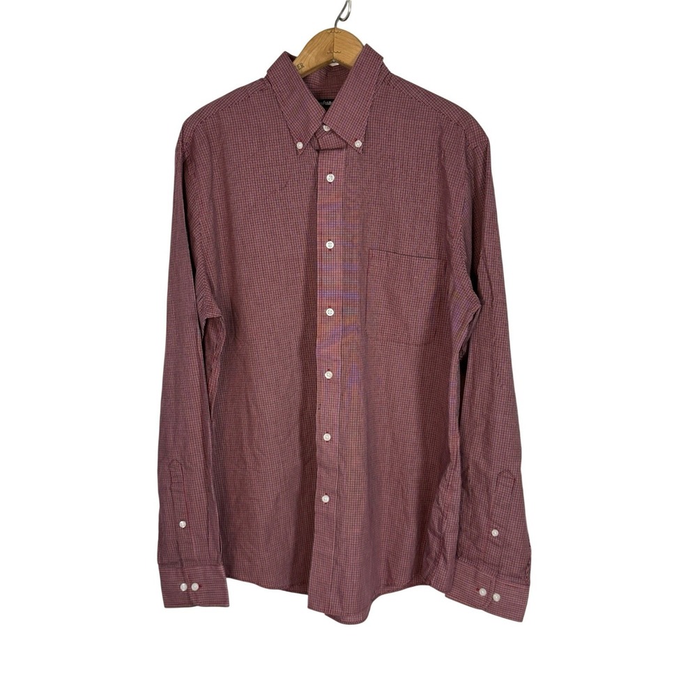 Croft Barrow Mens Shirt Sz L 36/37 red & blue Classic Fit